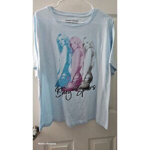 Britney Spears Graphic T-Shirt Light Blue 100% Cotton Size L Fun Retro Pop Desig